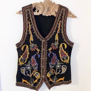 VINTAGE 90s Embellished Embroidered Vest